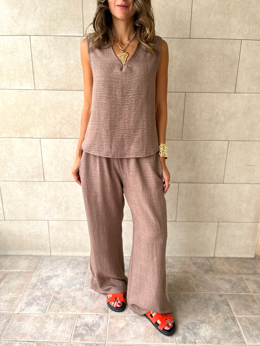 Cafe 2 Pieces Sleeveless Set