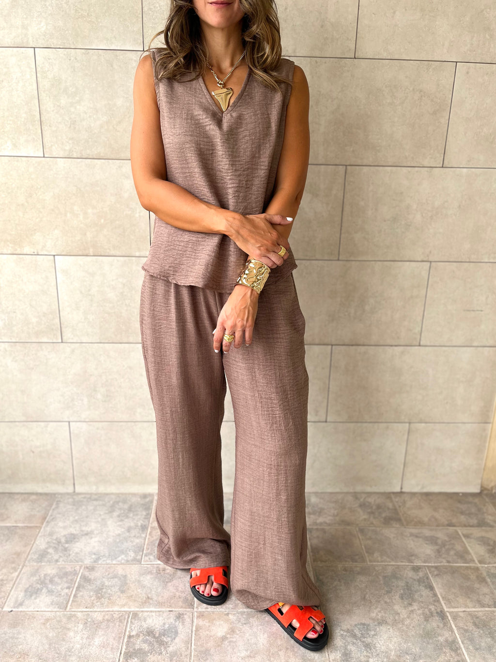 Cafe 2 Pieces Sleeveless Set