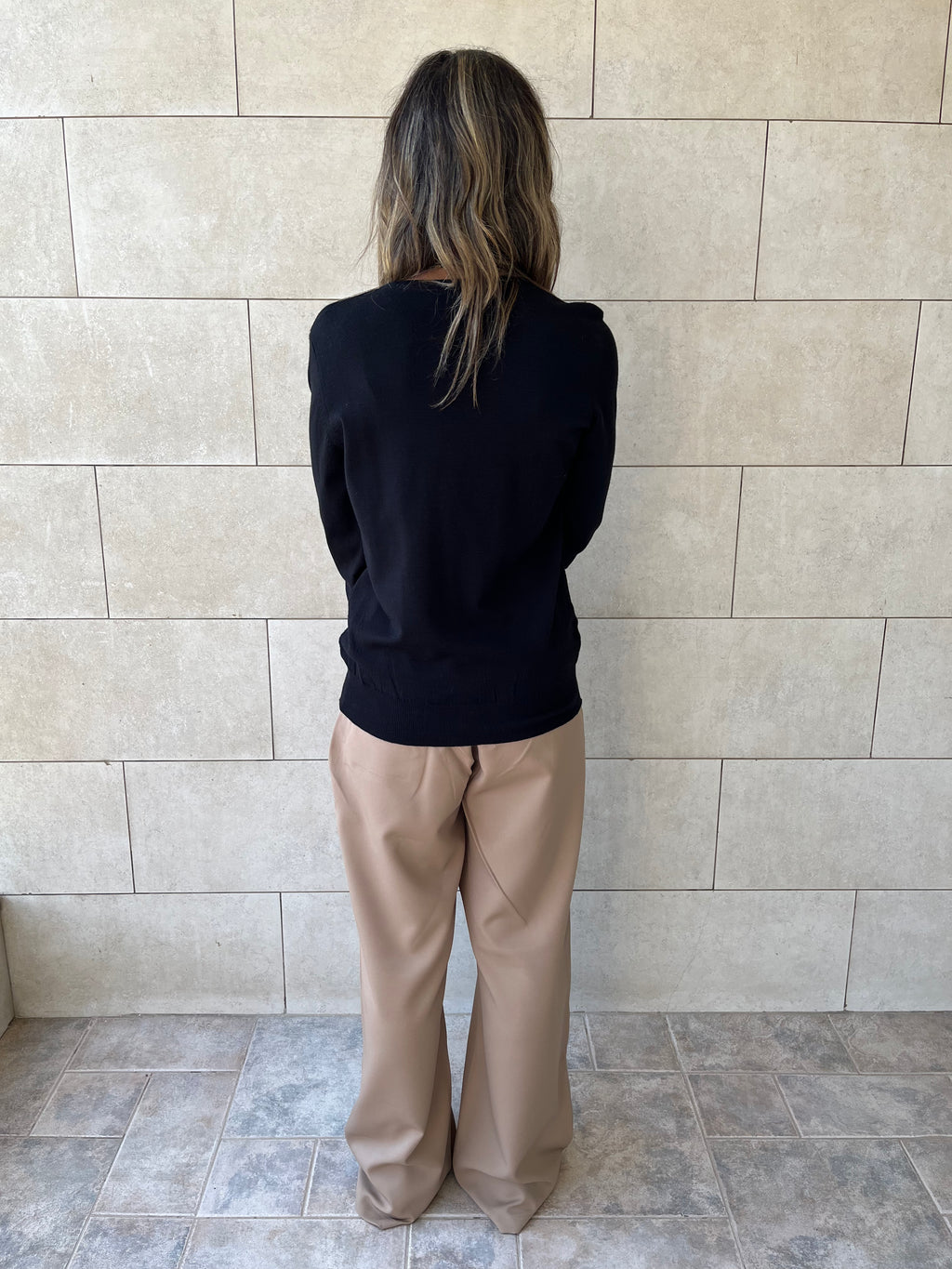 Black Signature Button Knit Cardigan