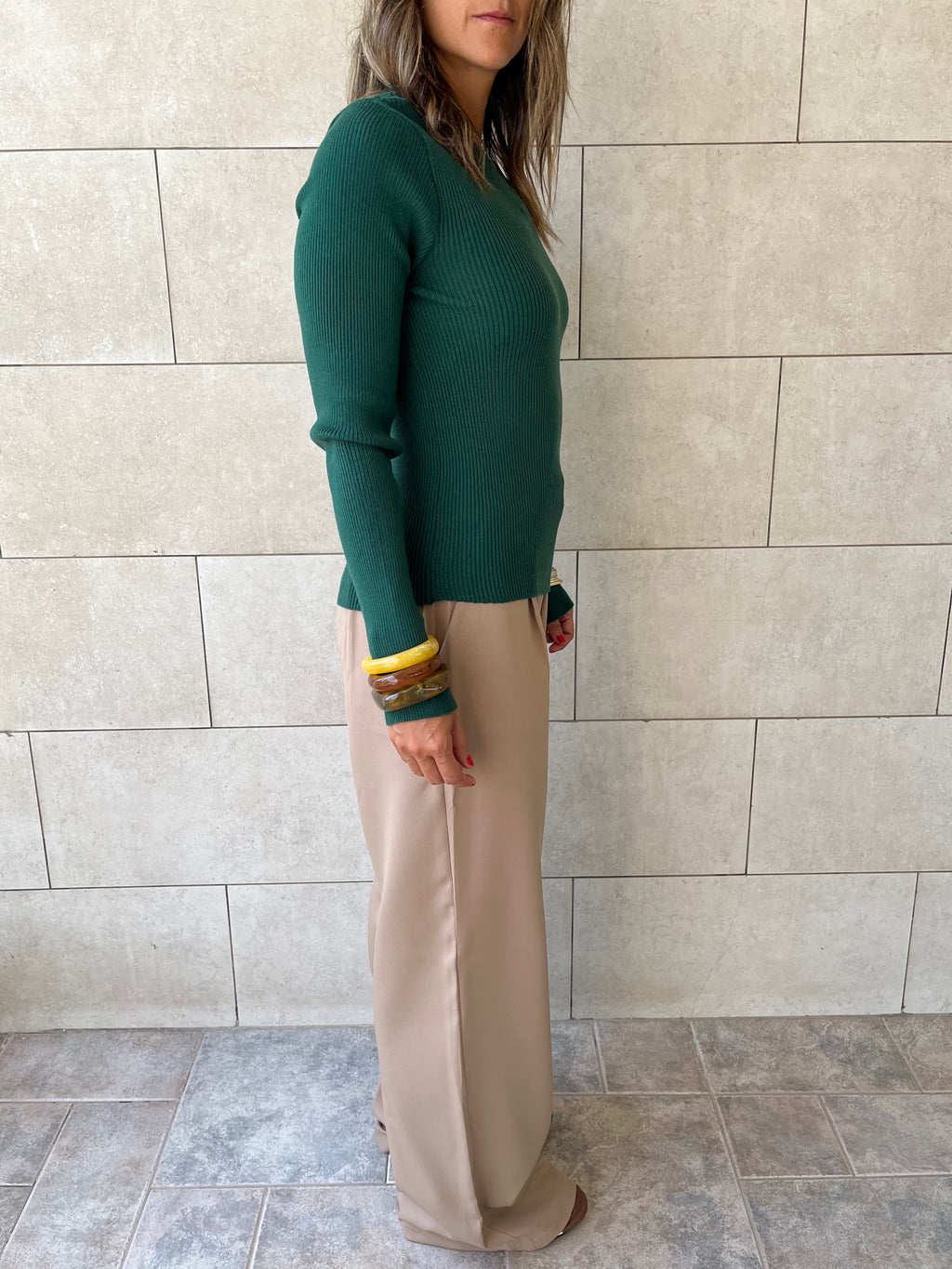 Teal V-Neck Contour Elevated Pullover