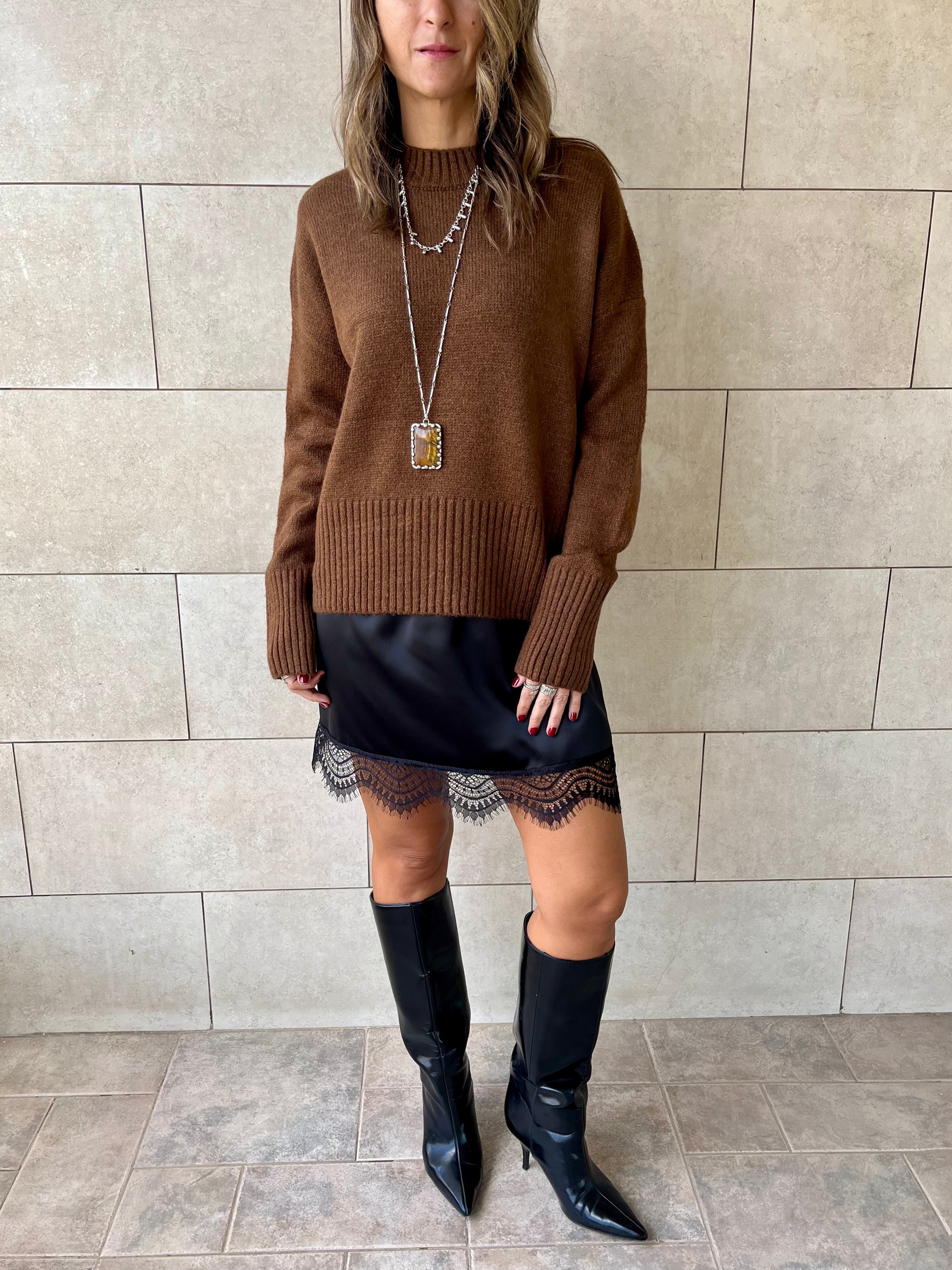 Mini Lace Satin Skirt