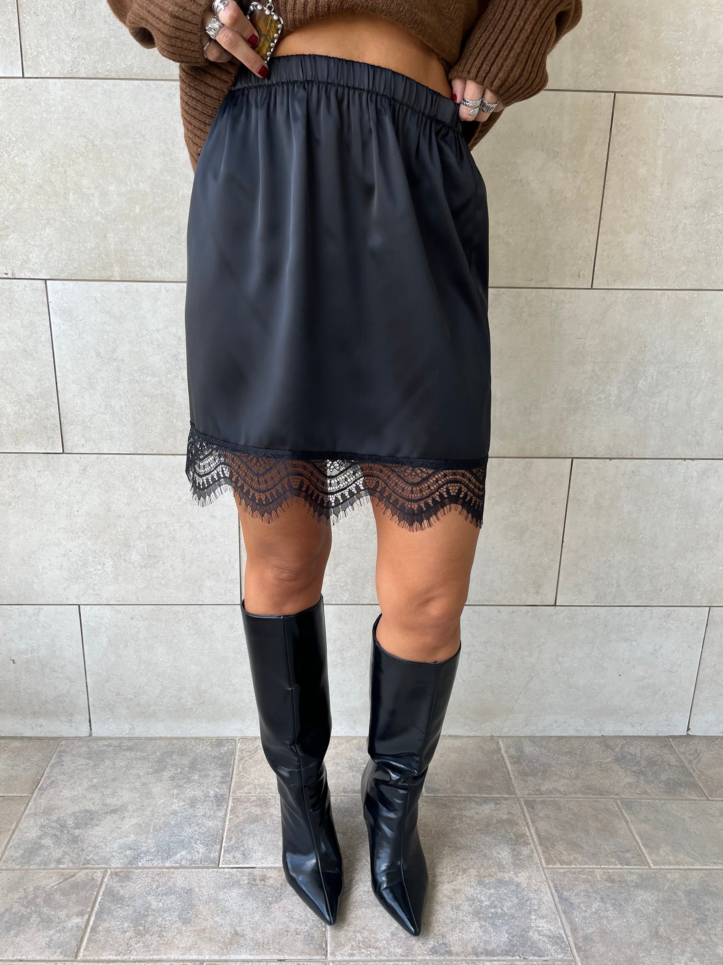 Mini Lace Satin Skirt