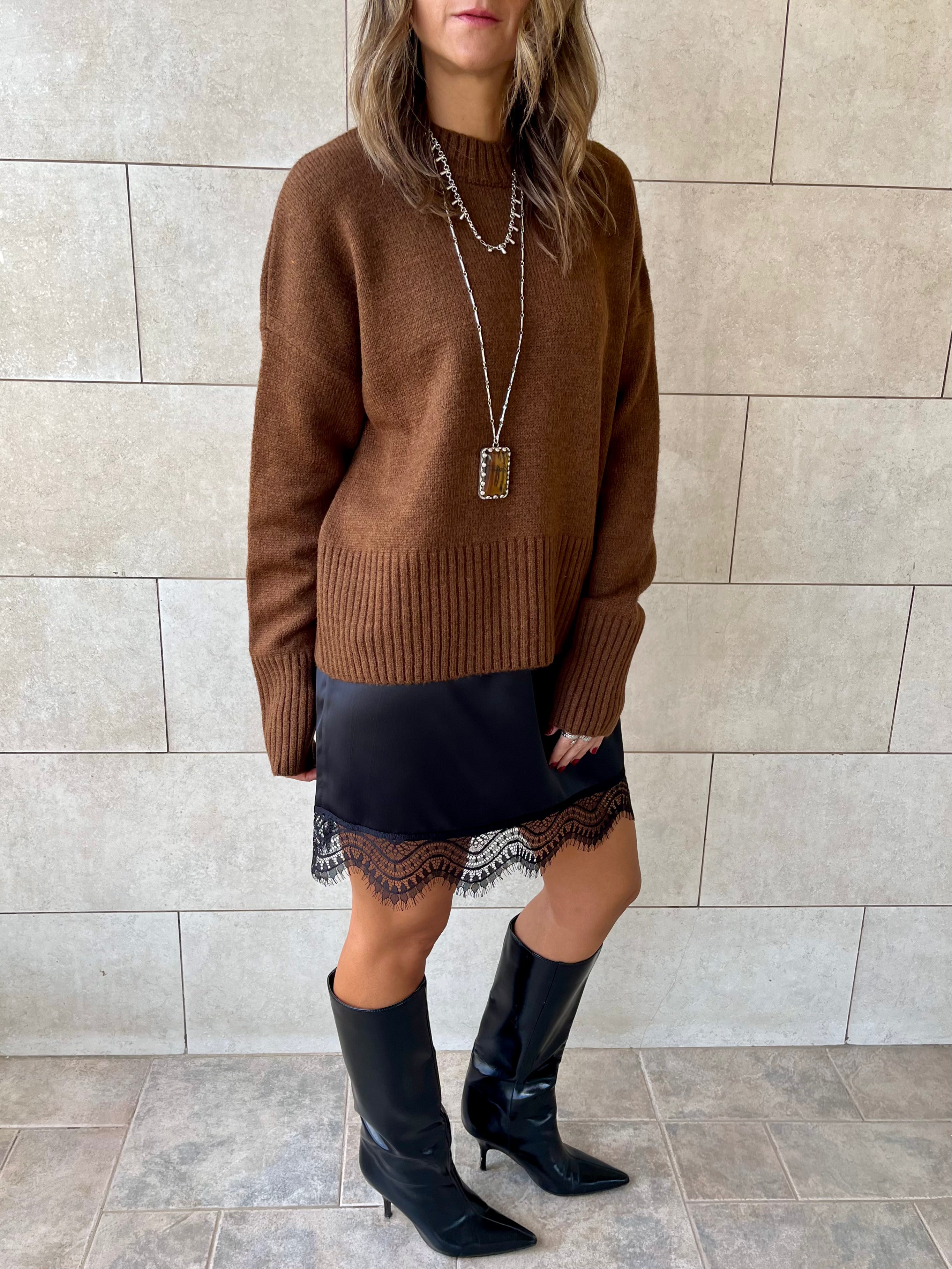 Mini Lace Satin Skirt