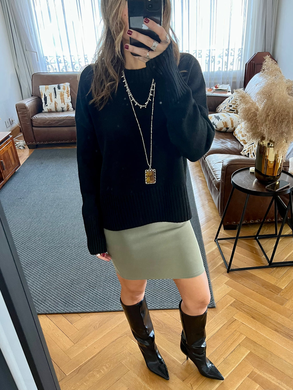 Olive Scuba Skirt