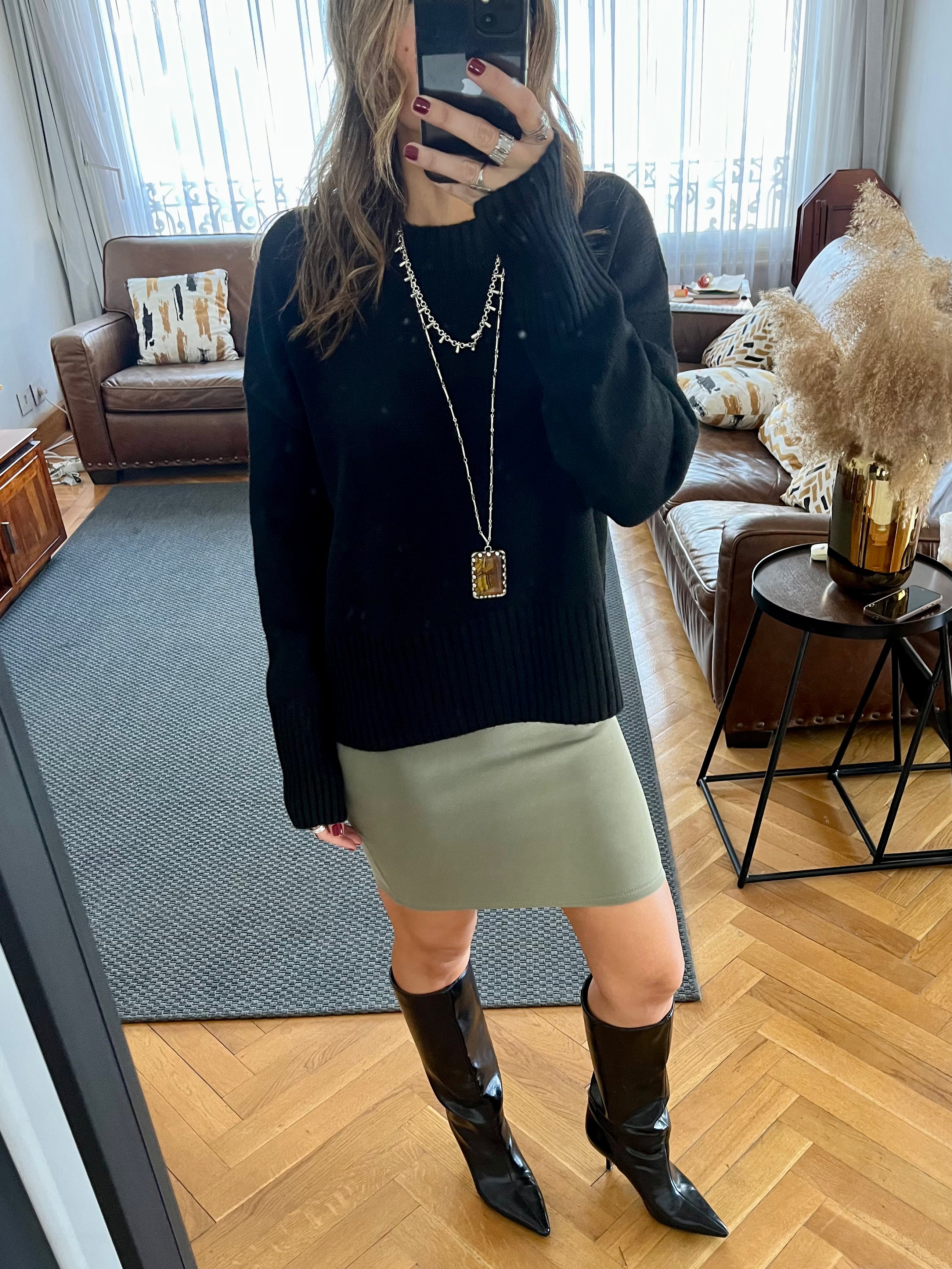 Olive Scuba Skirt