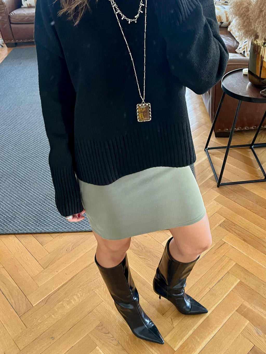 Olive Scuba Skirt