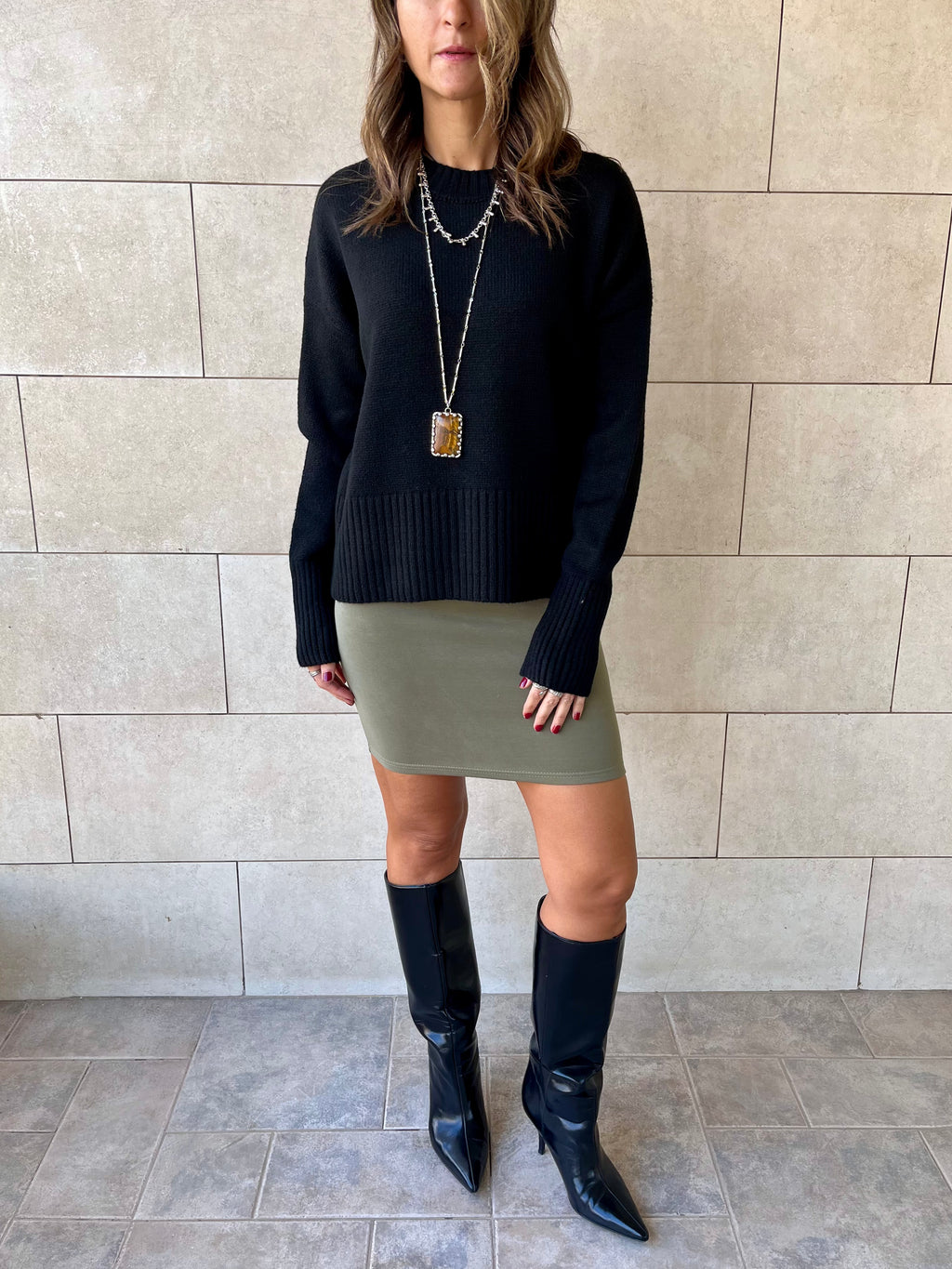 Olive Scuba Skirt