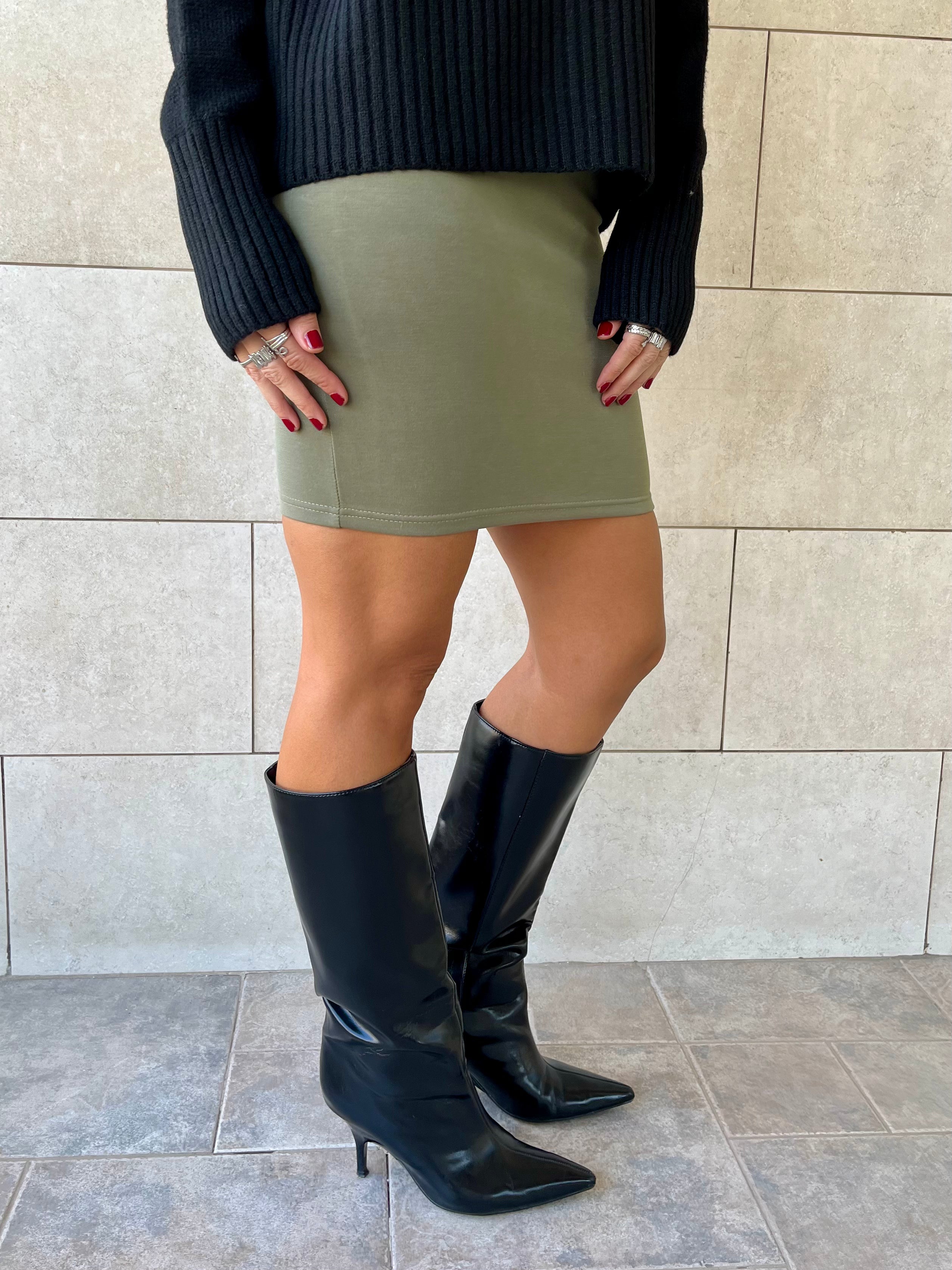 Olive Scuba Skirt