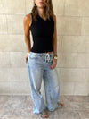 Black Sleeveless Polo Collar Top