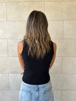 Black Sleeveless Polo Collar Top