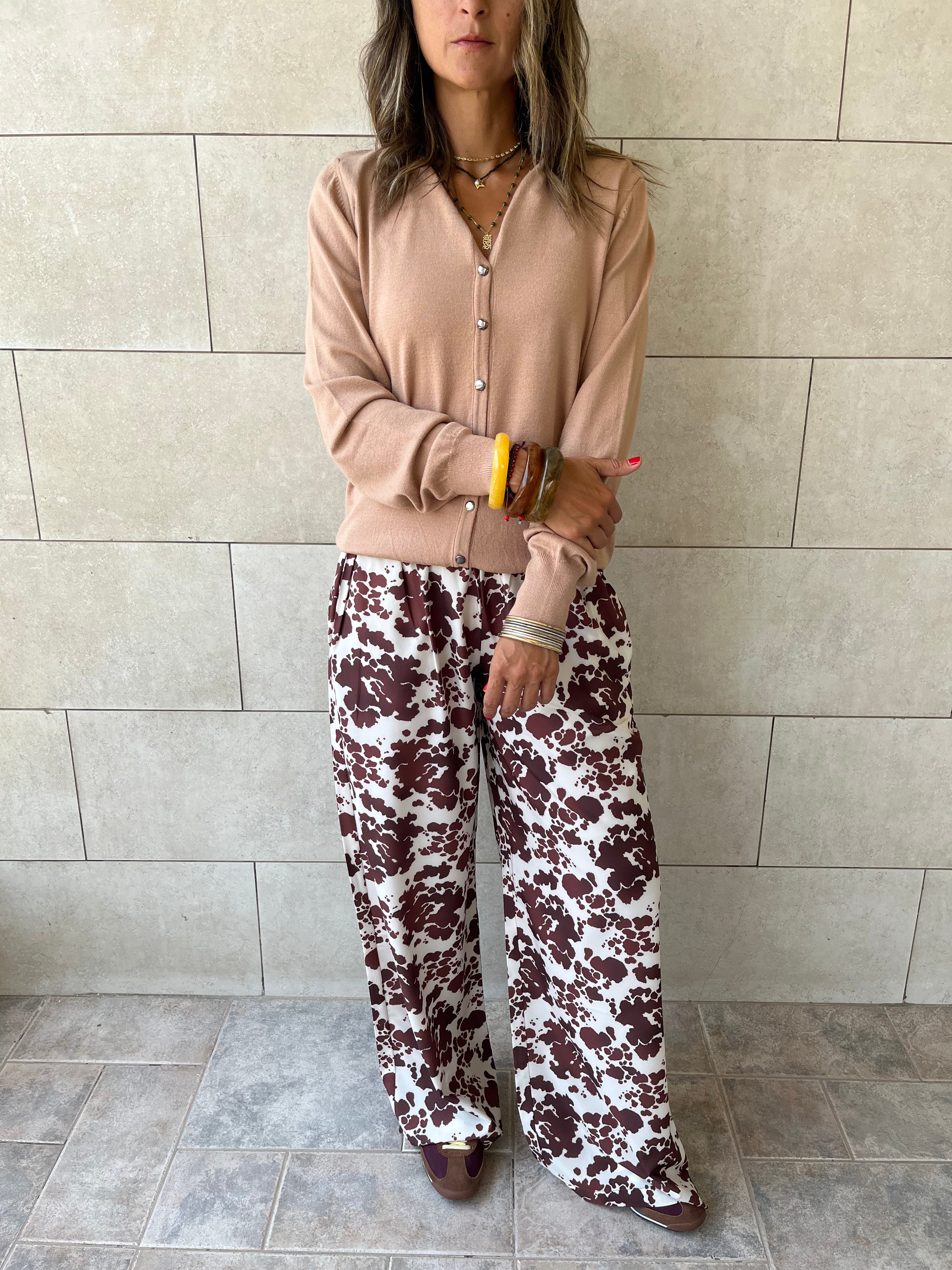 Beige Signature Button Knit Cardigan