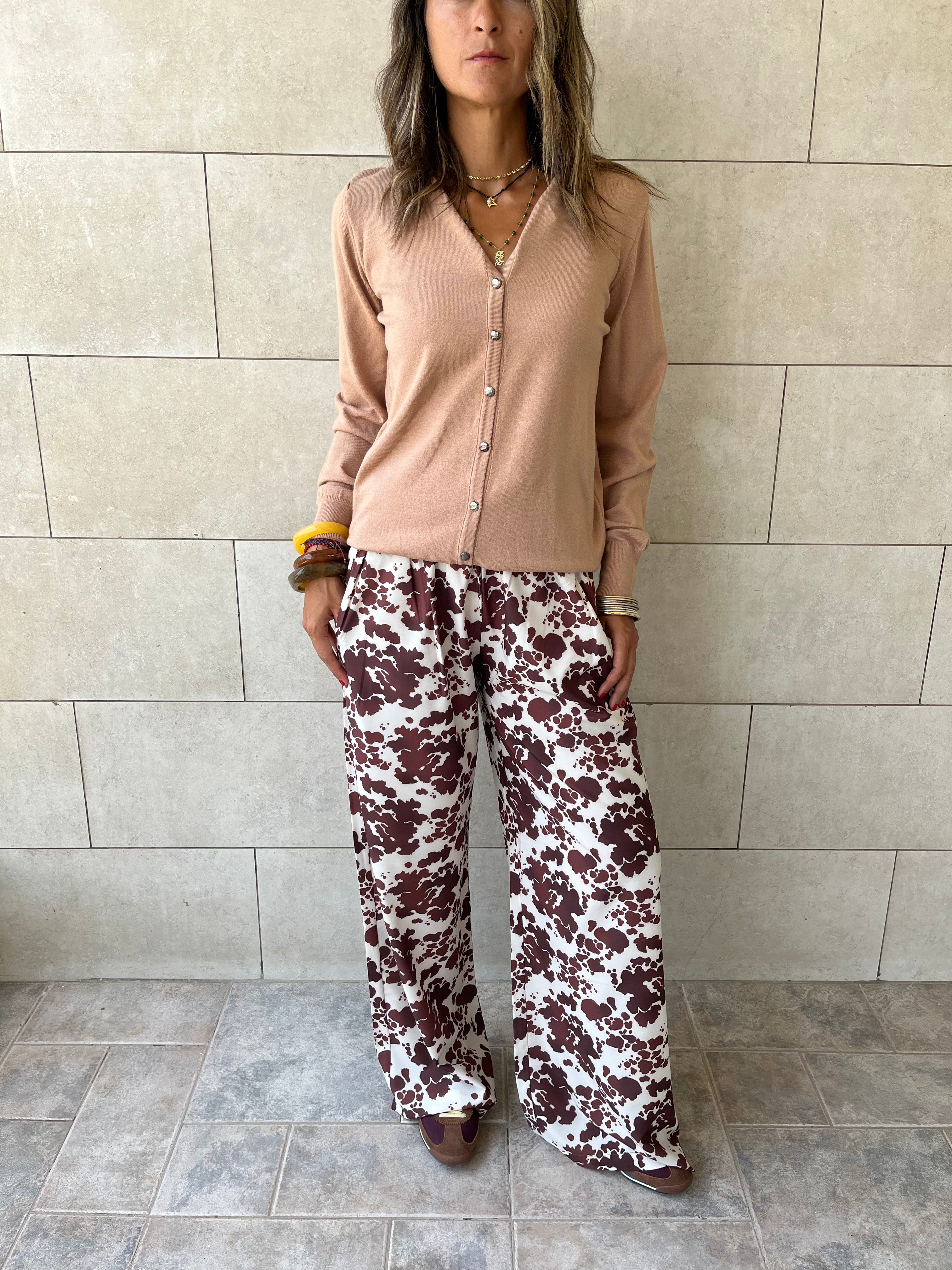 Beige Signature Button Knit Cardigan