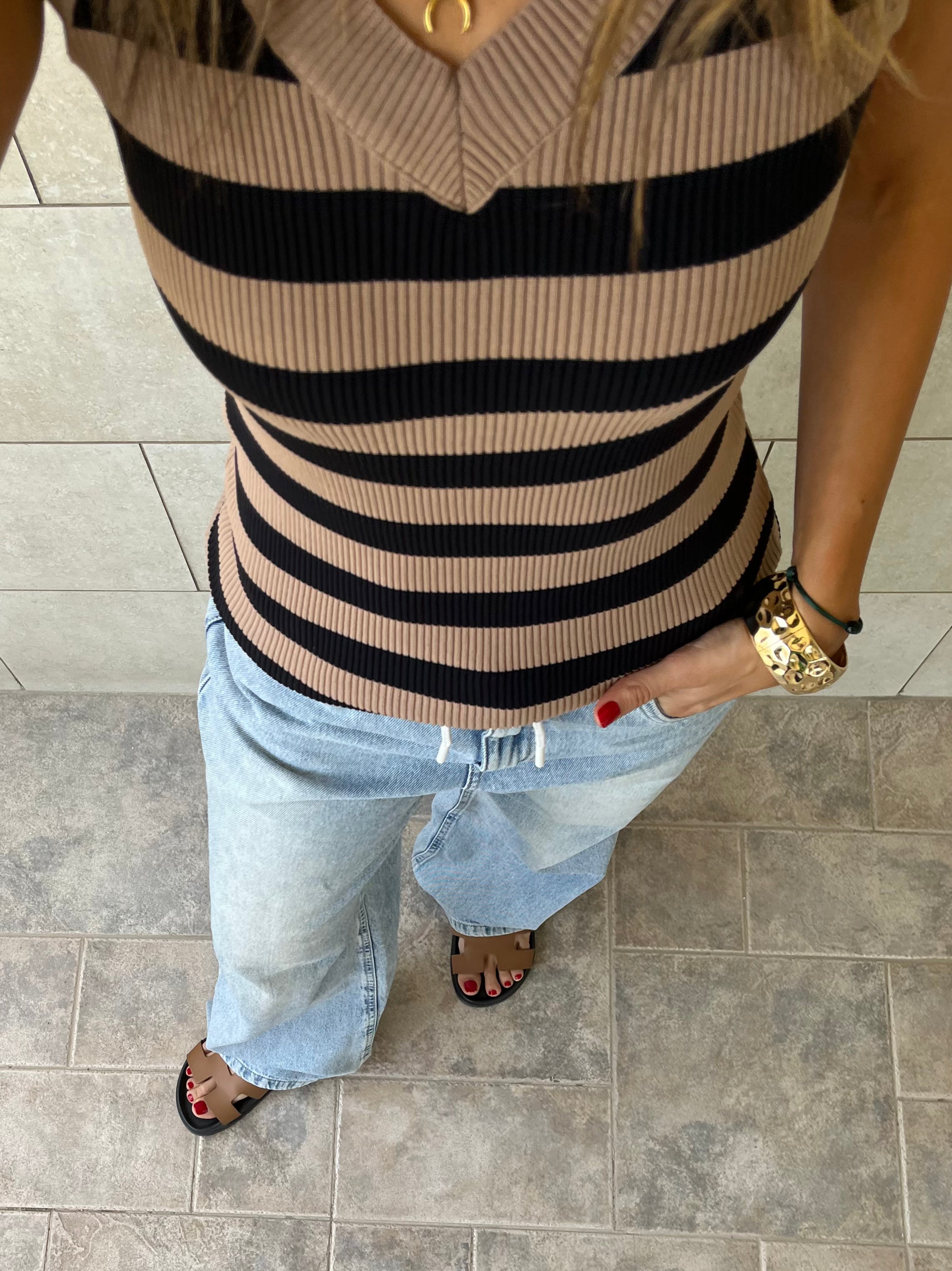 Cafe 101 Interknit Striped Tank Top