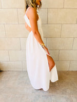 White Cut Out Back Tie Dress