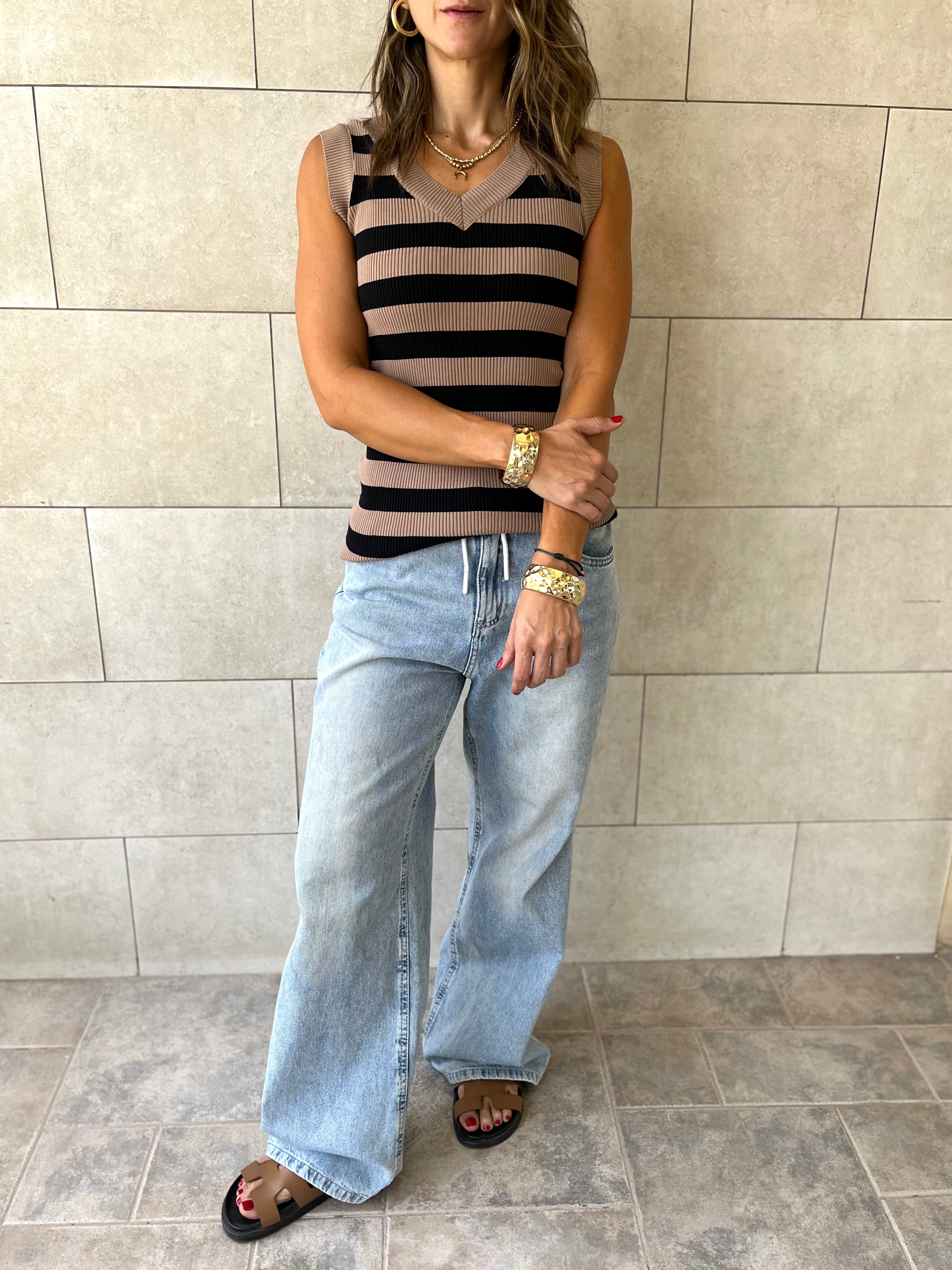 Cafe 101 Interknit Striped Tank Top