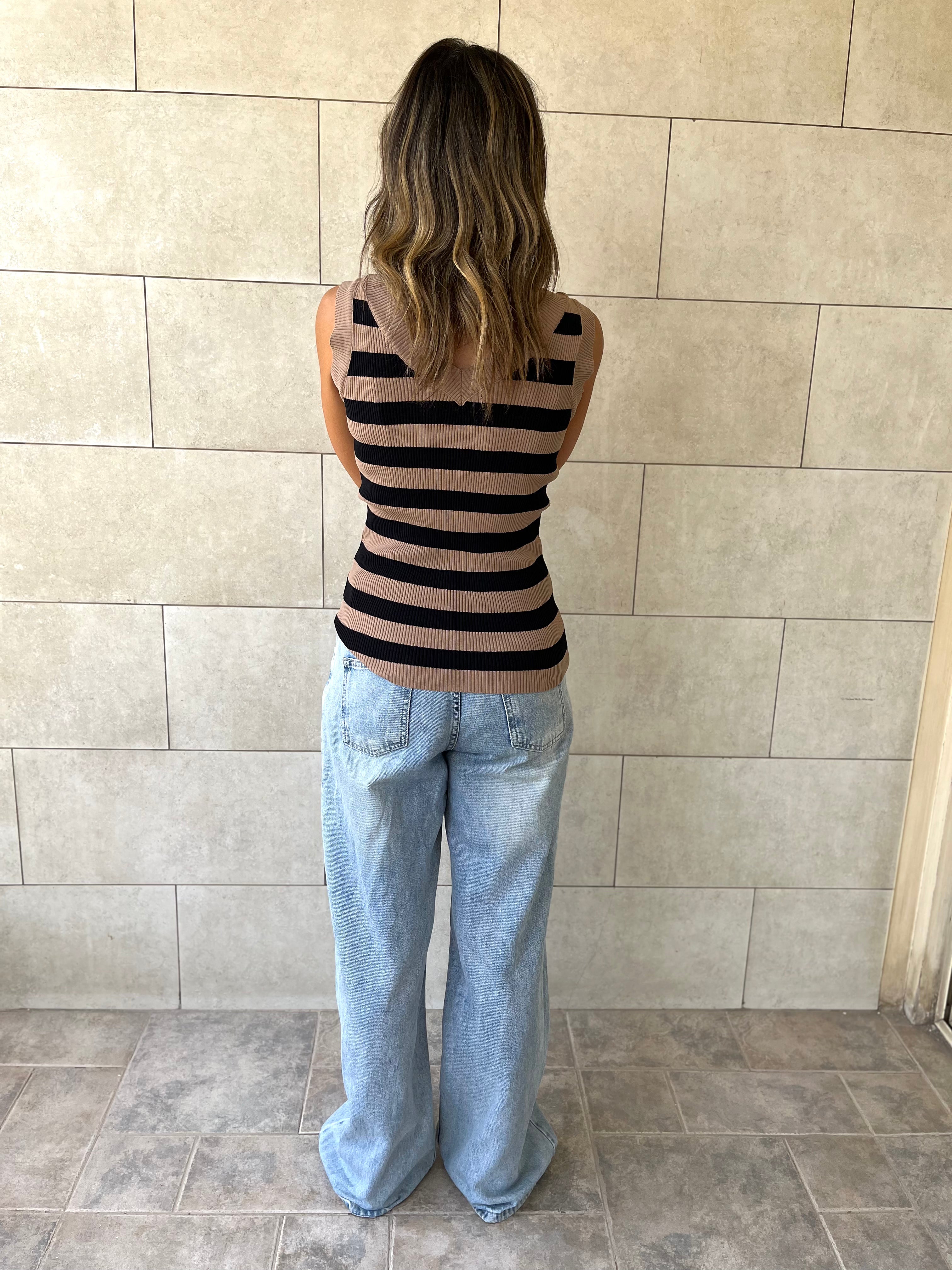 Cafe 101 Interknit Striped Tank Top