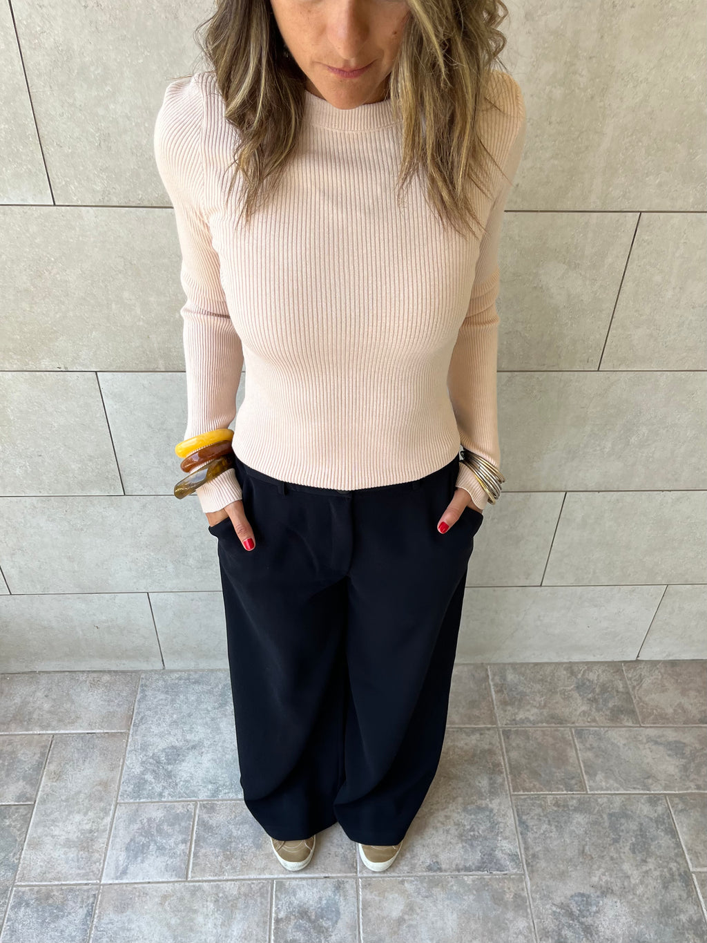 Beige Crewneck Contour Elevated Pullover