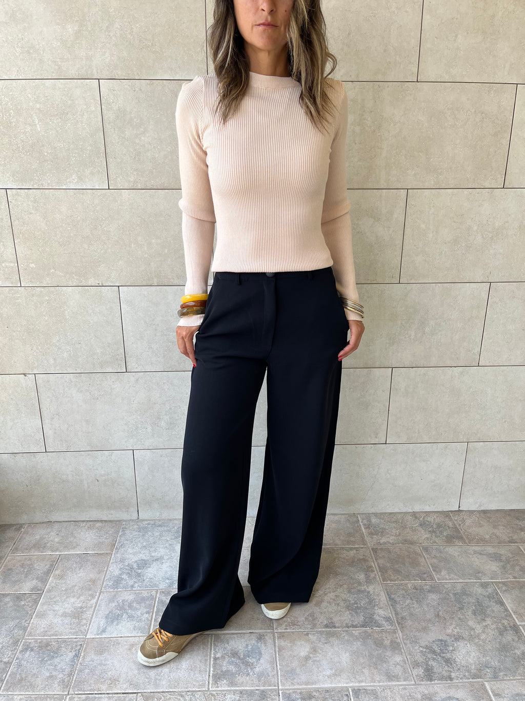 Beige Crewneck Contour Elevated Pullover