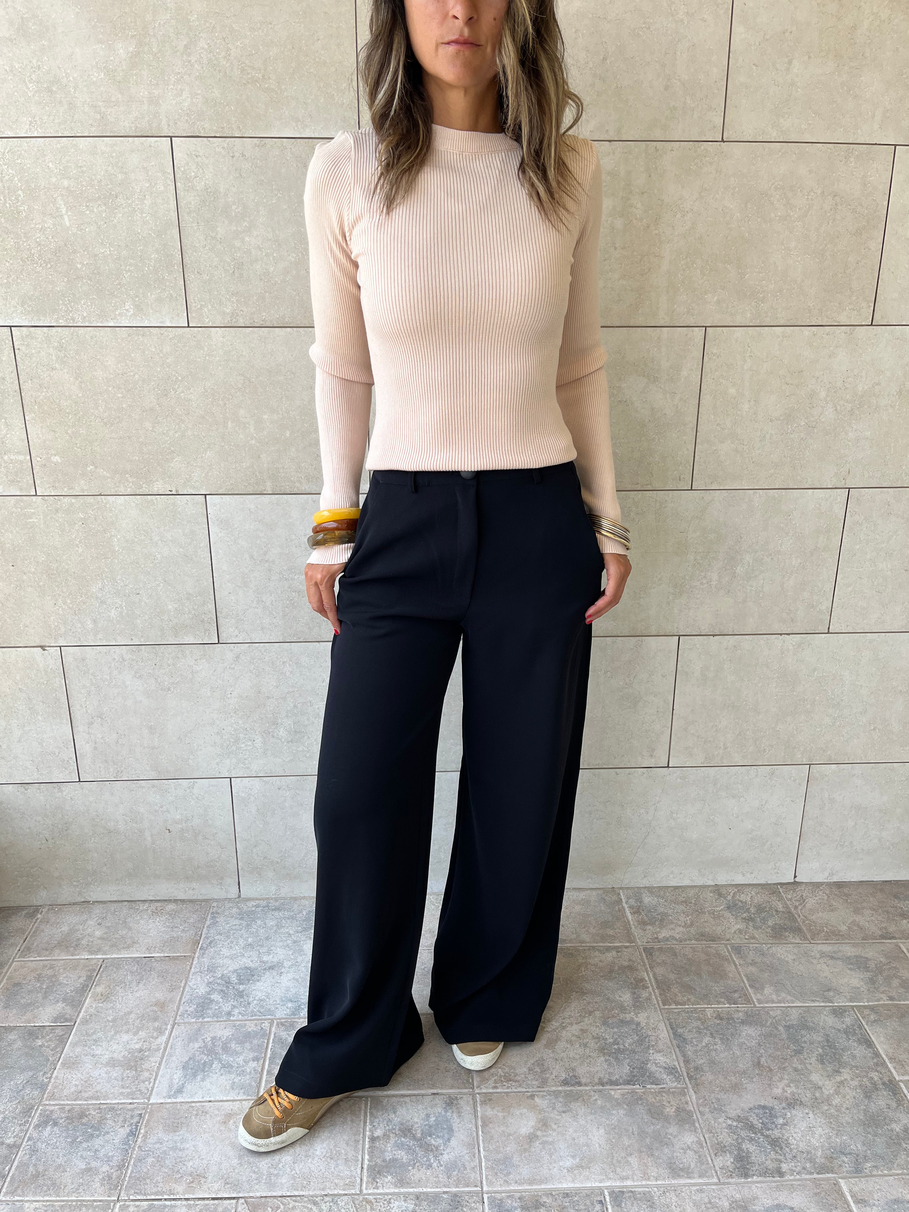 Beige Crewneck Contour Elevated Pullover