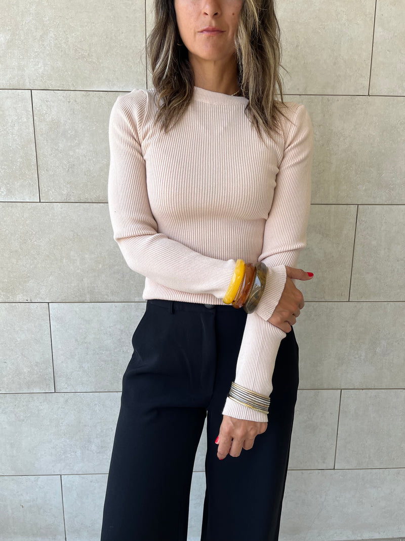 Beige Crewneck Contour Elevated Pullover