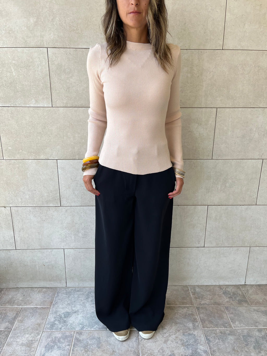 Beige Crewneck Contour Elevated Pullover