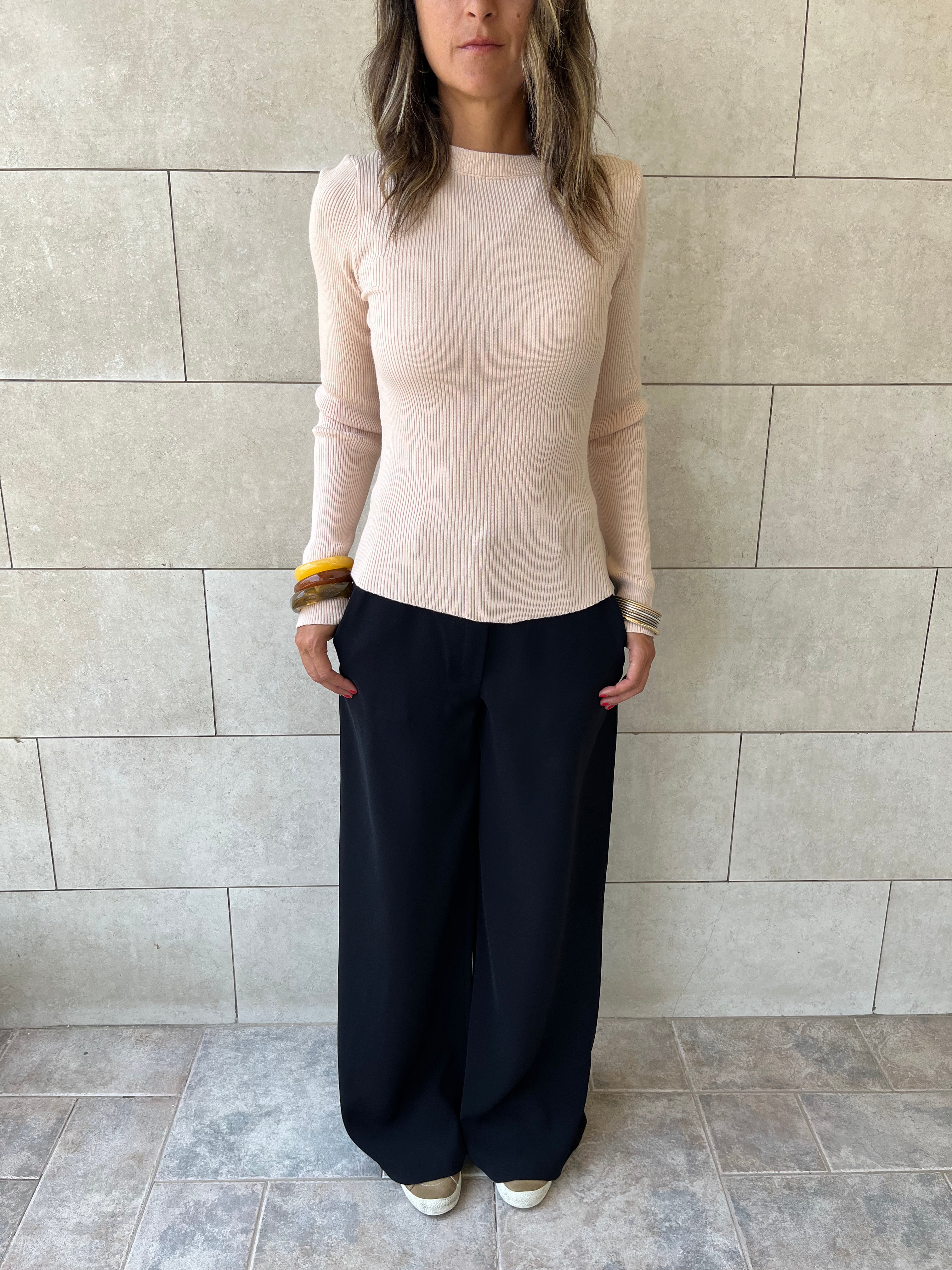 Beige Crewneck Contour Elevated Pullover