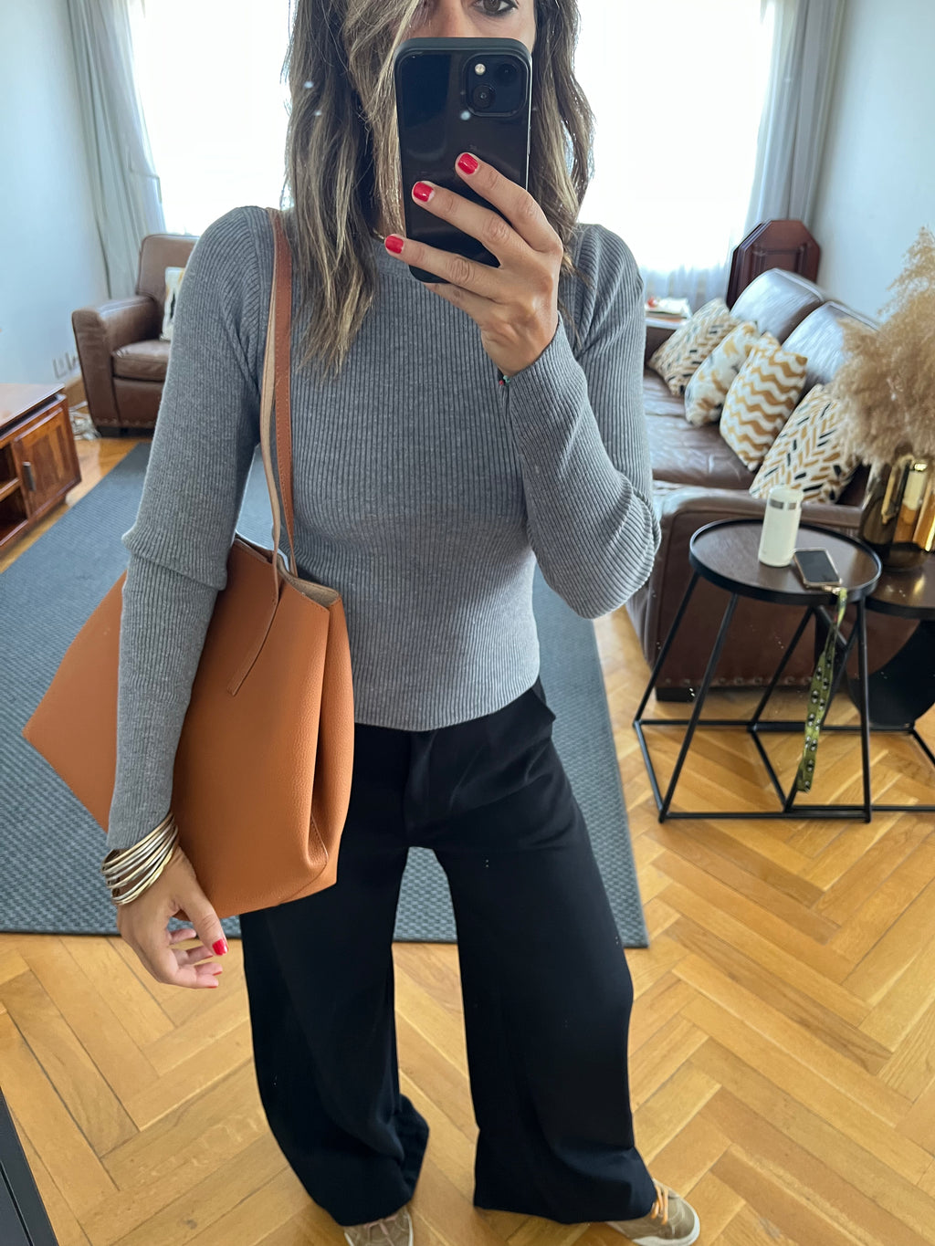 Grey Crewneck Contour Elevated Pullover