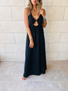 Black Cut Out Back Tie Dress