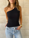 Black 101 Interknit One Shoulder Top