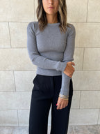 Grey Crewneck Contour Elevated Pullover