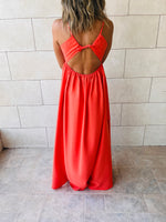 Watermelon Cut Out Back Tie Dress