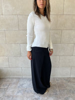 White V-Neck Contour Elevated Pullover