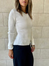 White V-Neck Contour Elevated Pullover