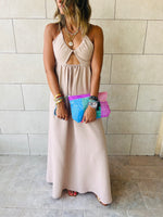 Taupe Cut Out Back Tie Dress