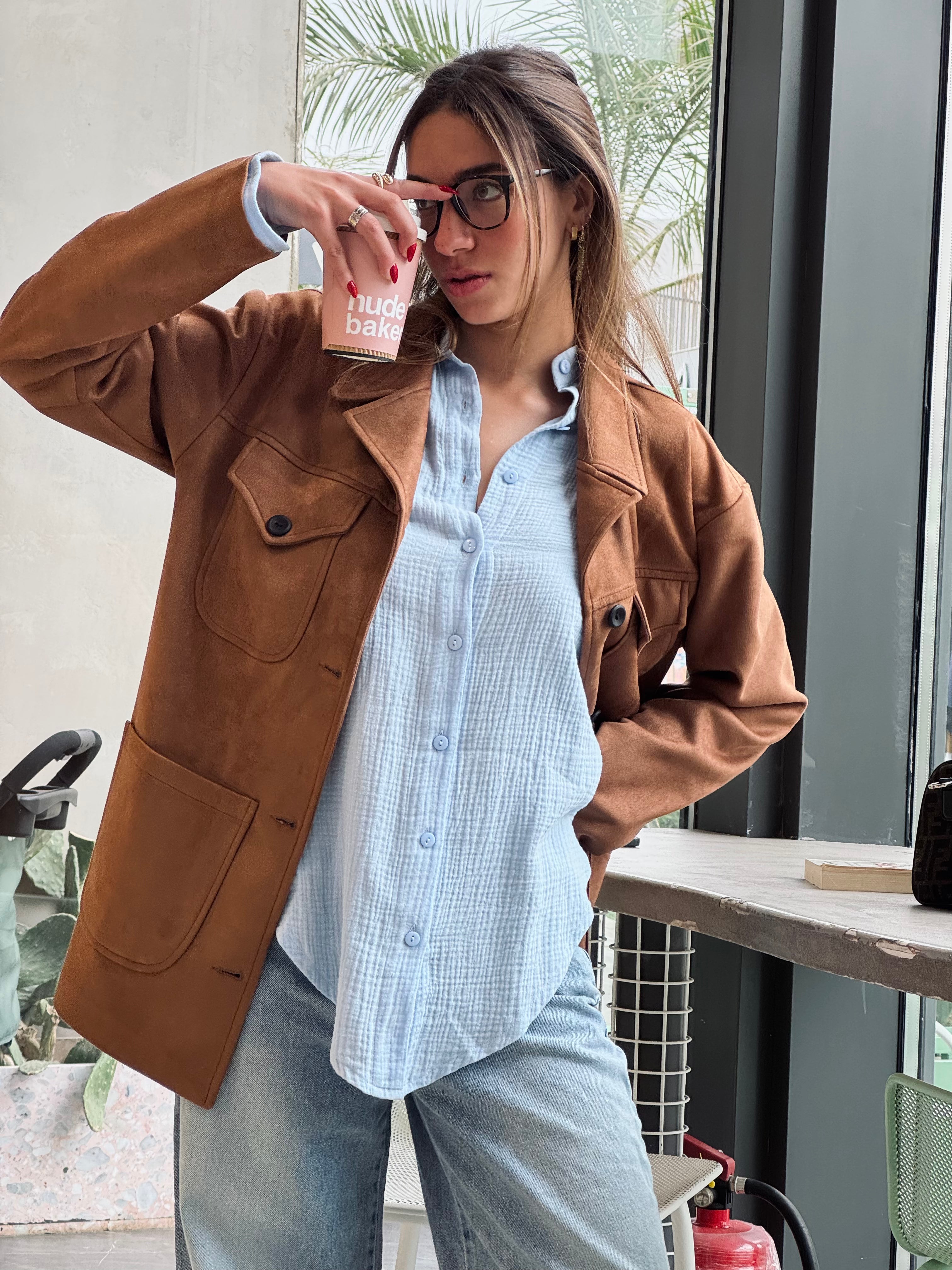 Baby Blue Bubble Sleeve Everyday Shirt