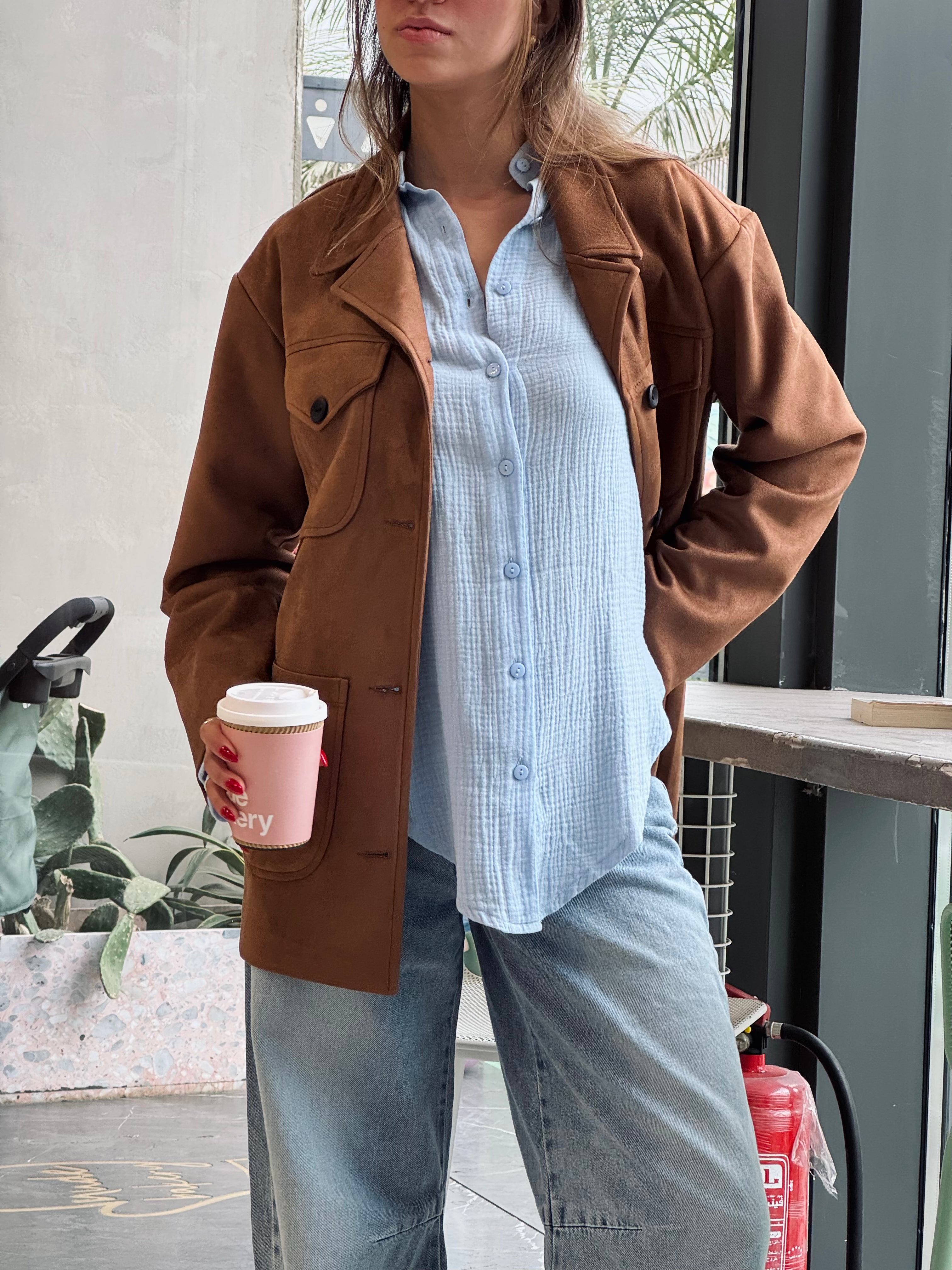 Baby Blue Bubble Sleeve Everyday Shirt