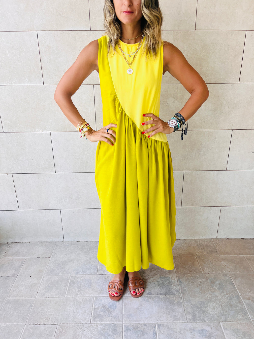 Lime & Yellow Double Life Linen Dress