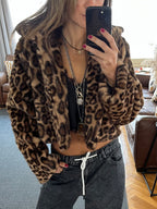 Beige Leopard Fur Jacket