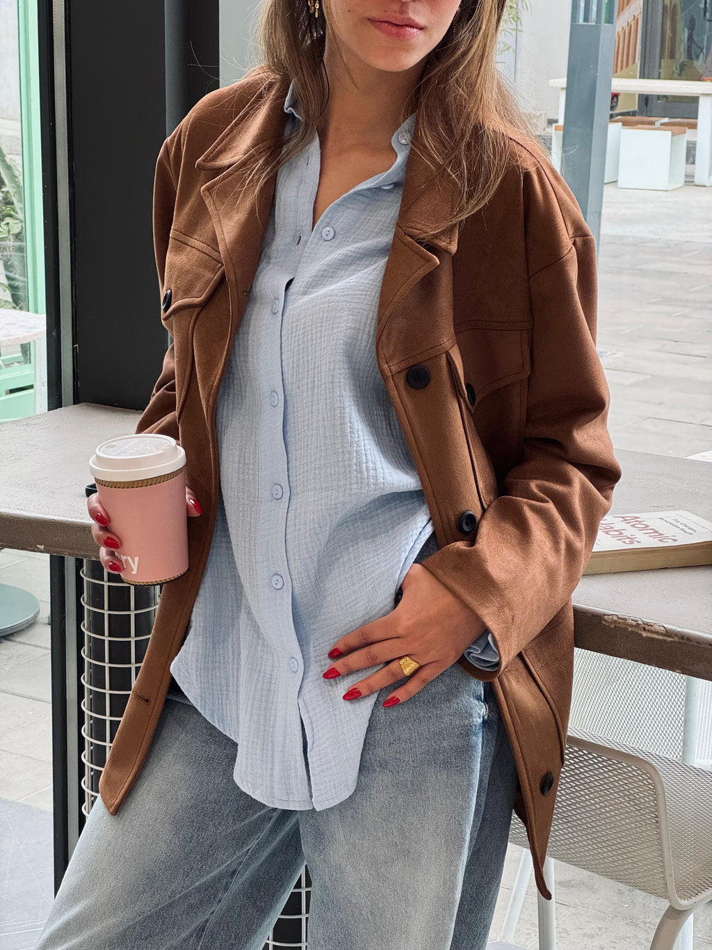 Baby Blue Bubble Sleeve Everyday Shirt