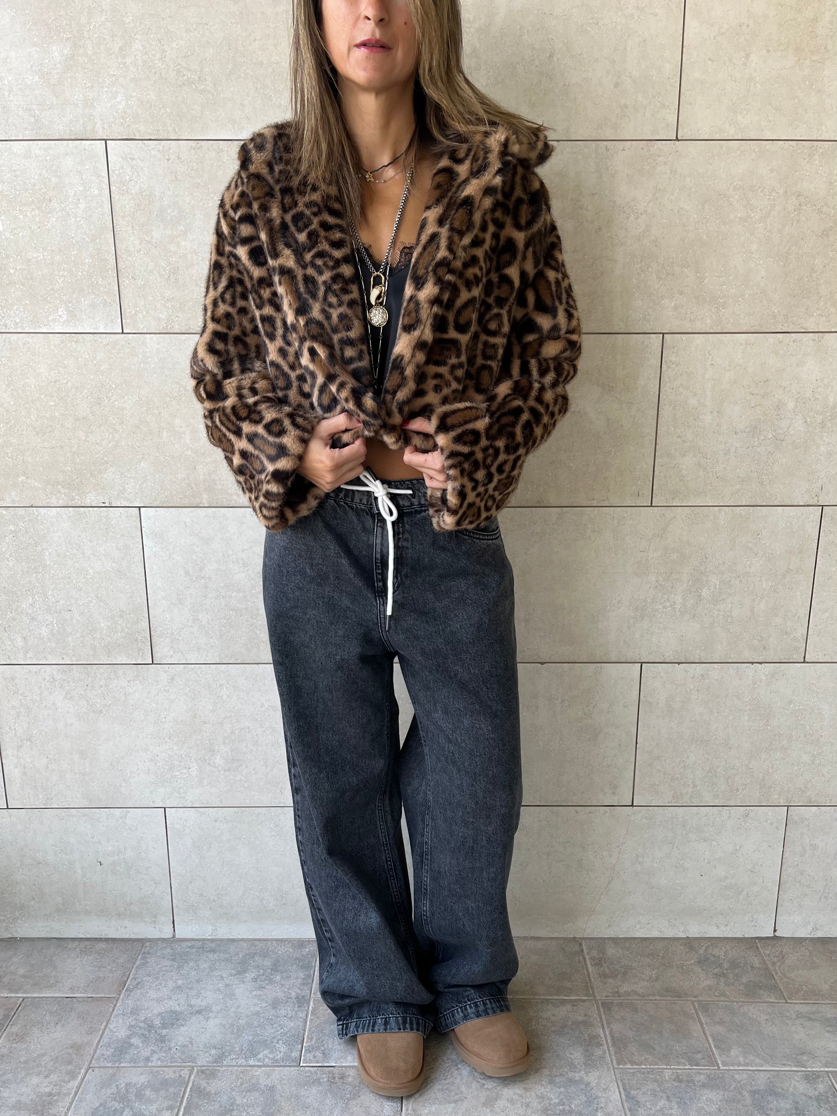 Beige Leopard Fur Jacket