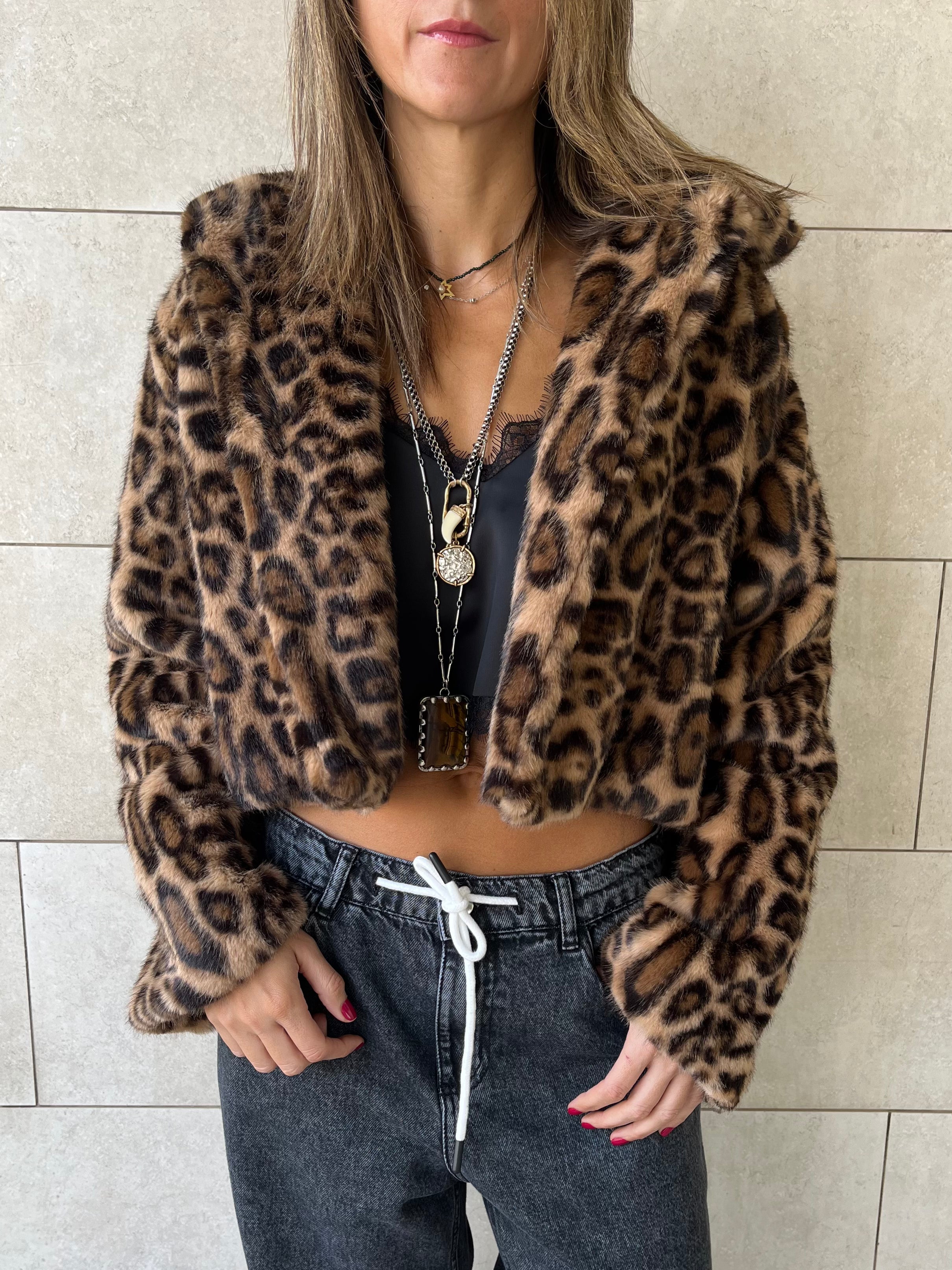 Beige Leopard Fur Jacket