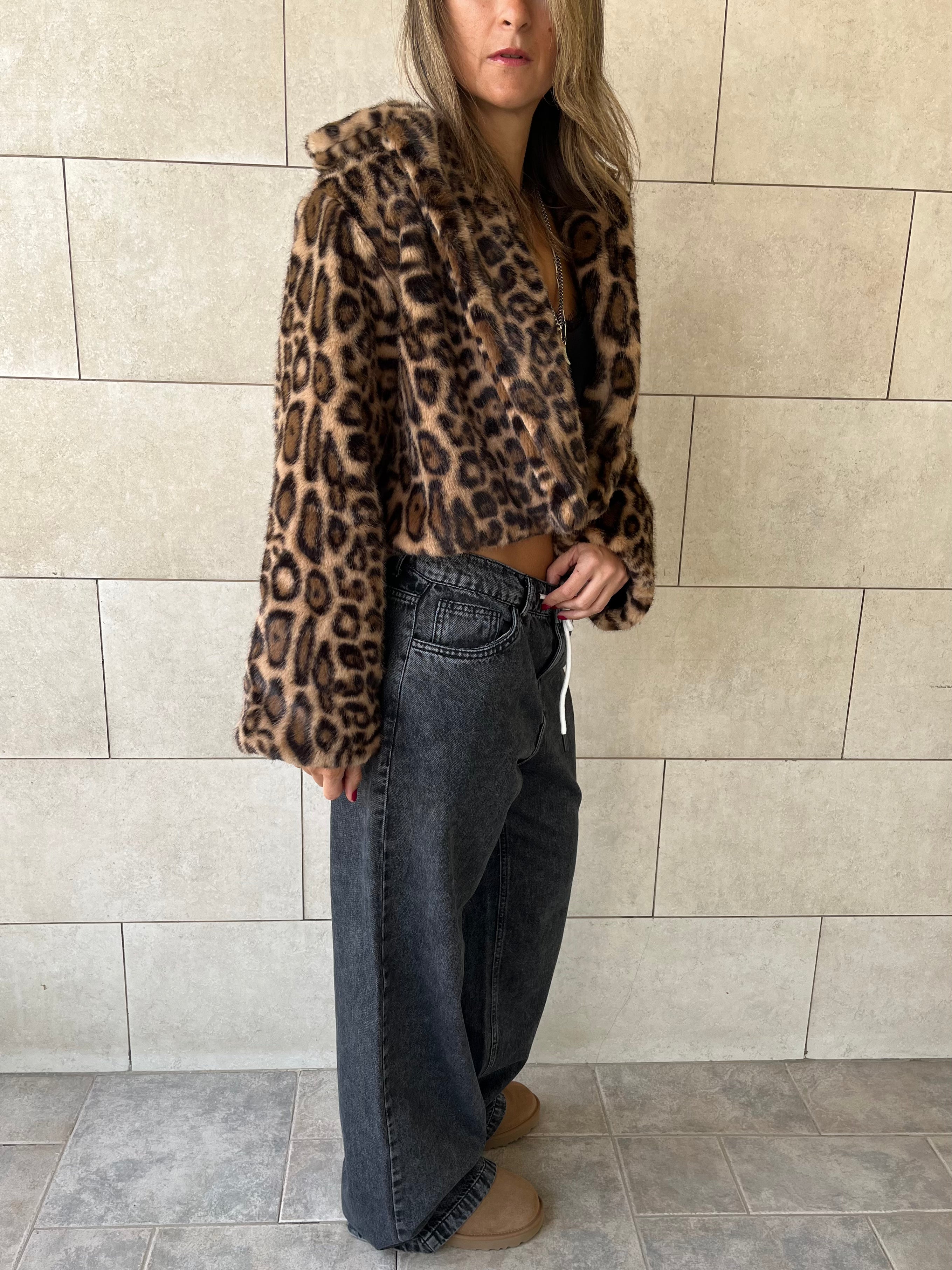 Beige Leopard Fur Jacket