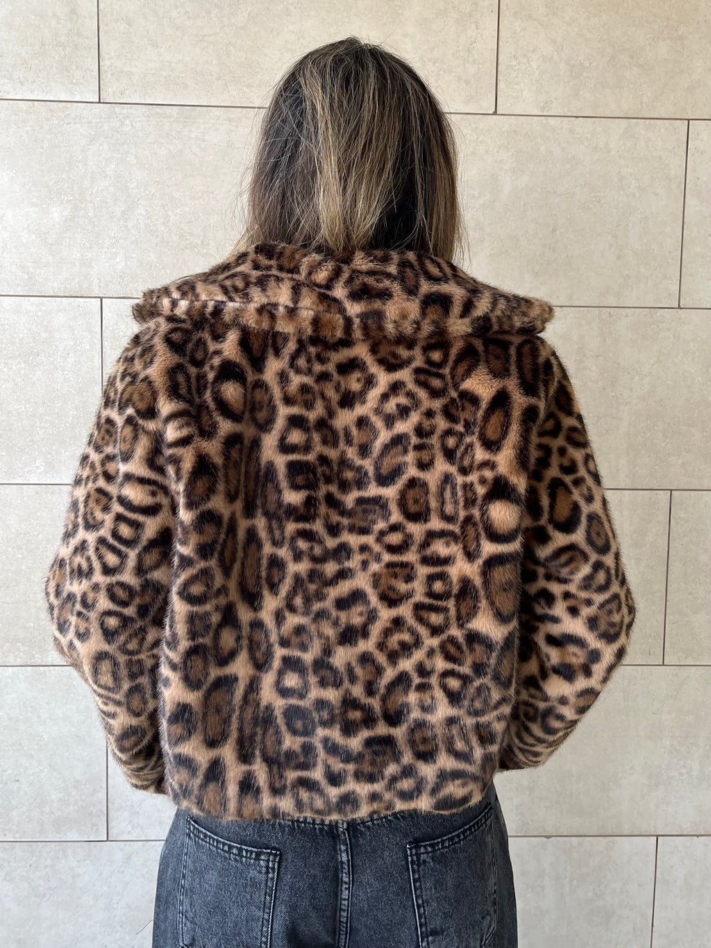 Beige Leopard Fur Jacket