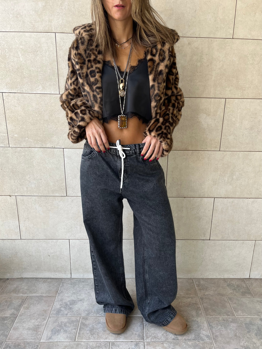 Beige Leopard Fur Jacket