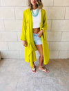 Lime Wear and Tear Linen Duster