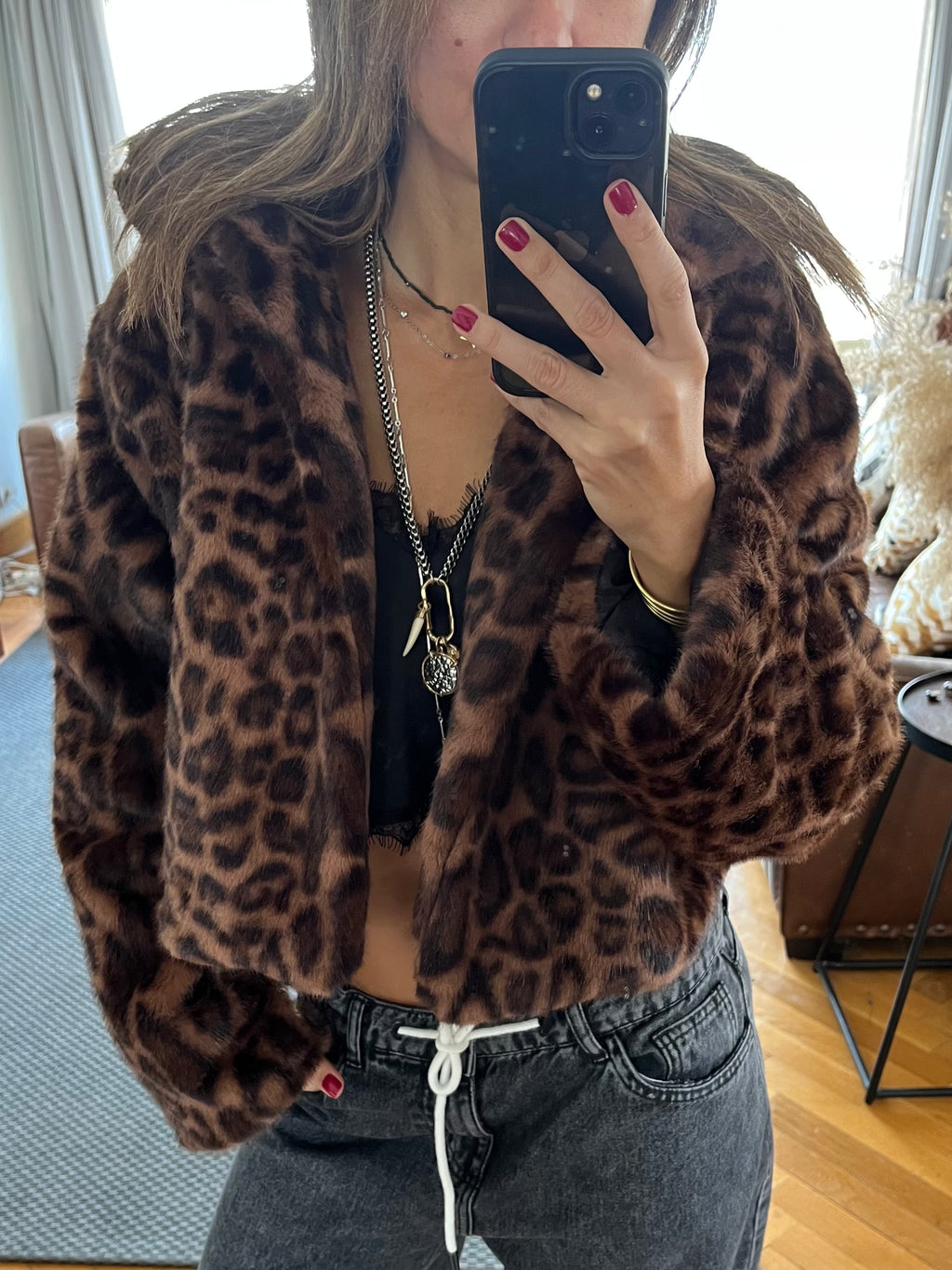 Brown Leopard Fur Jacket