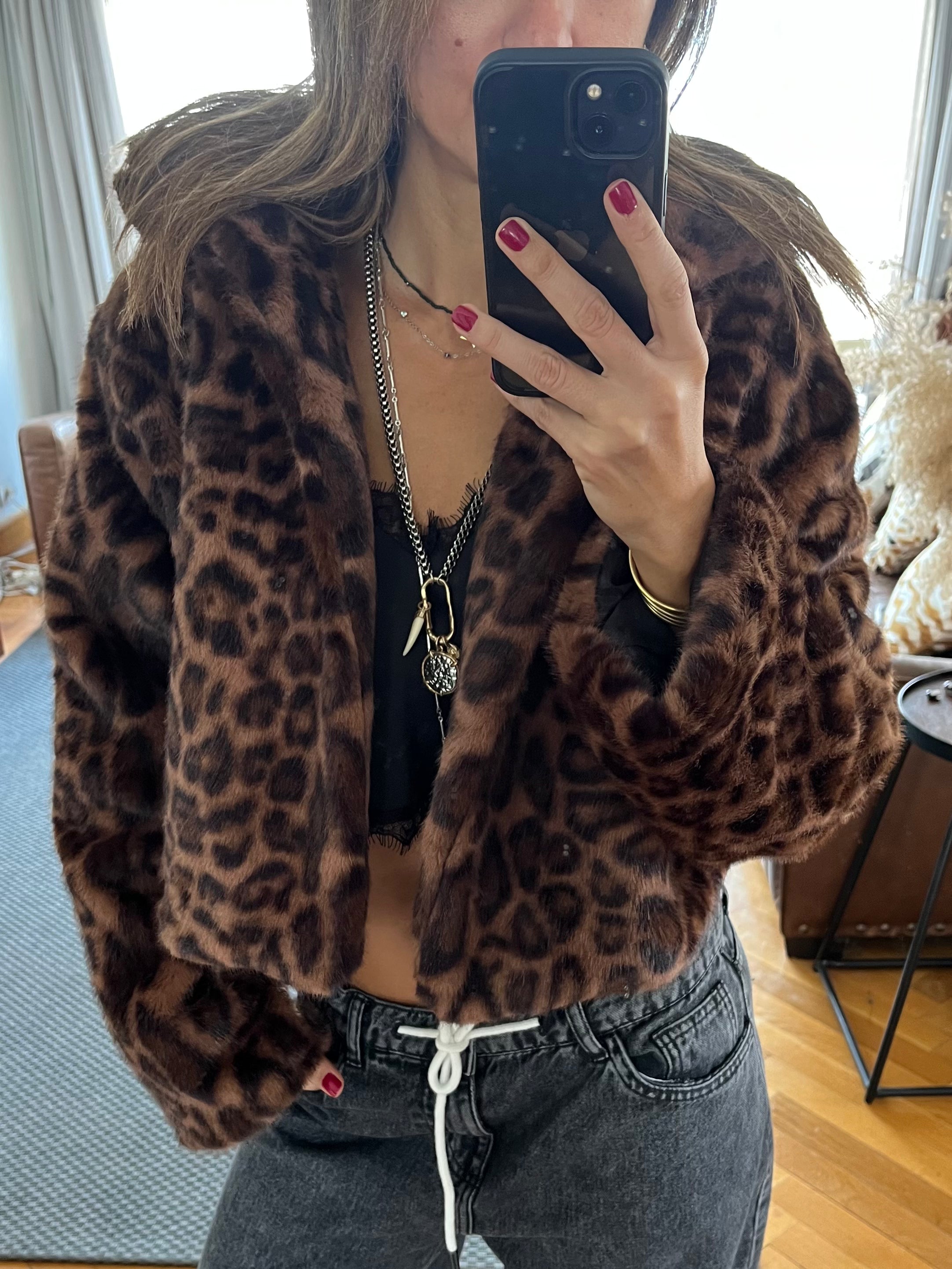 Brown Leopard Fur Jacket