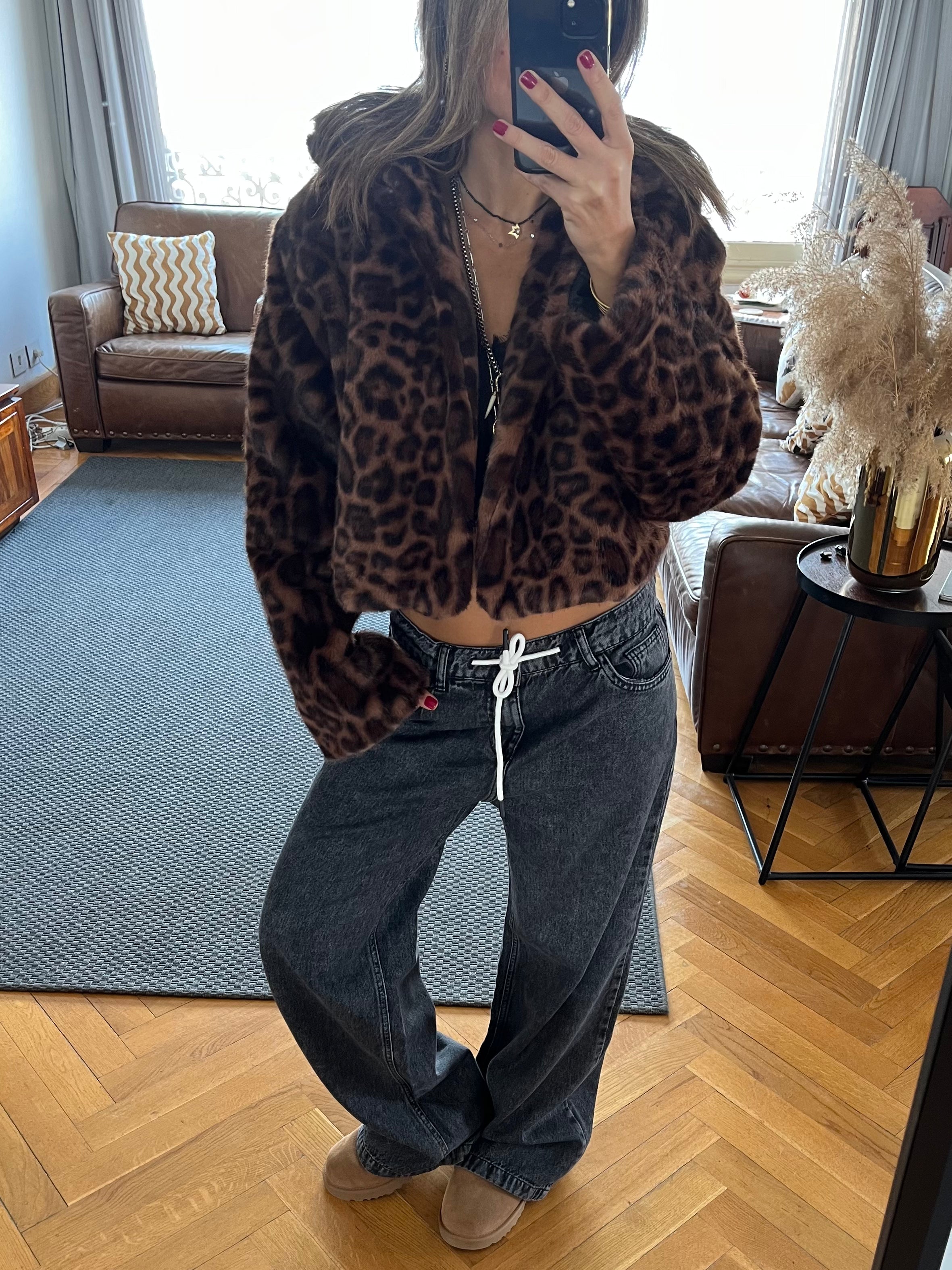 Brown Leopard Fur Jacket