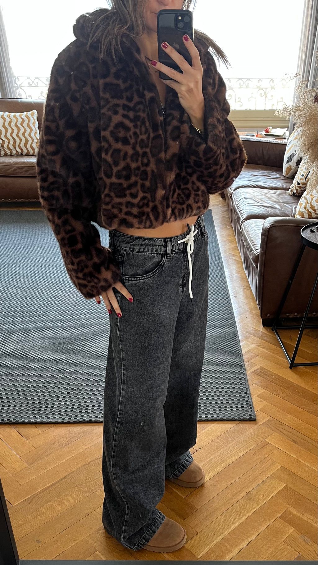 Brown Leopard Fur Jacket
