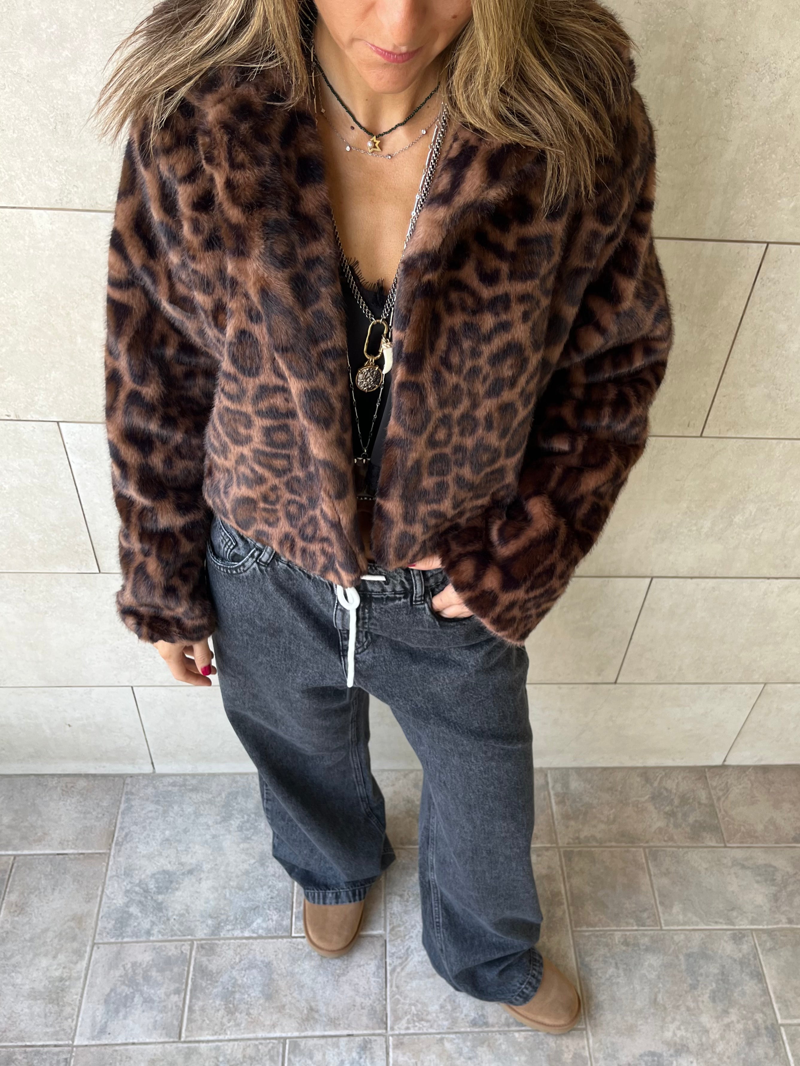 Brown Leopard Fur Jacket